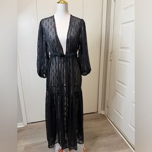 Express Black Textured Sheer kimono-Dress